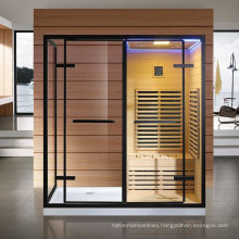 New Design Matte Black Hinge Door Luxury Infrared Sauna Shower Room